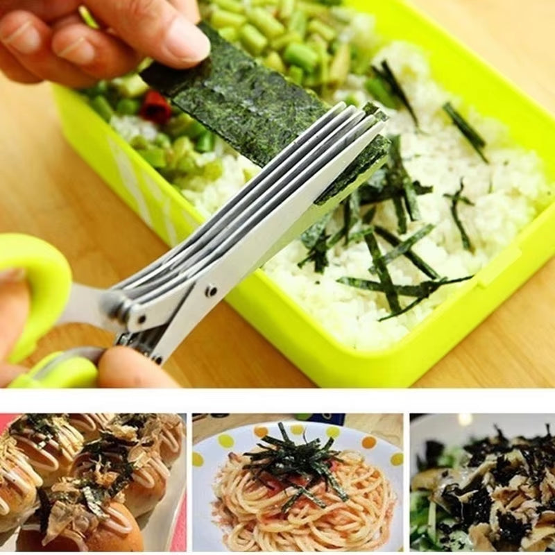 Muti-Layers Kitchen Scissors Stainless Steel Vegetable Cutter Scallion Herb Laver Spices Cooking Tool Cut Kitchen Accessories