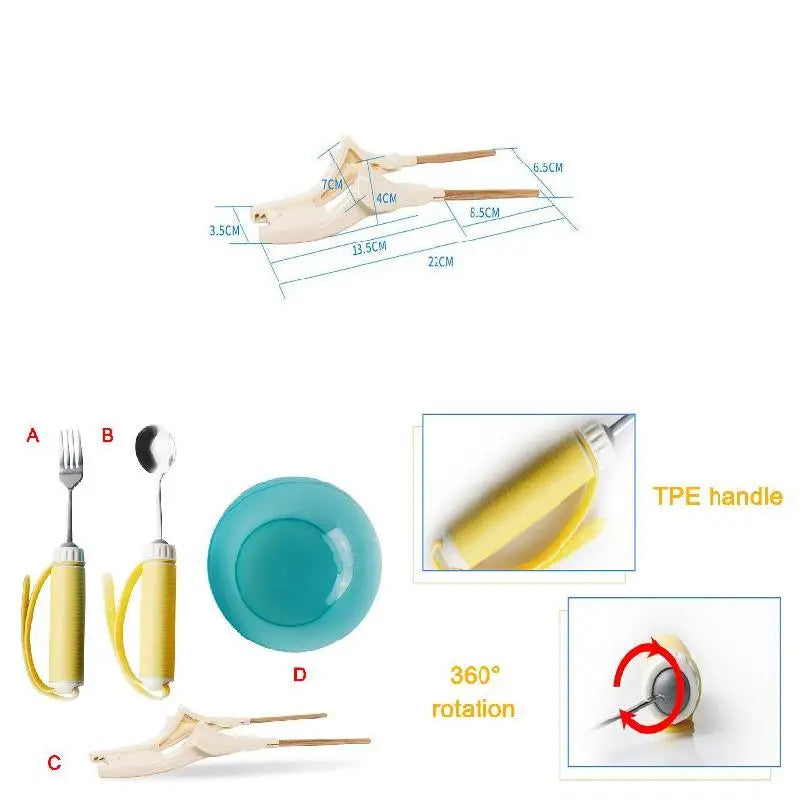 Hemiplegia Elderly Disabled Tableware Eat Food Fork Spoon Anti-Shake Anti-Splash Tableware for Elderly Disabled Hand Disability